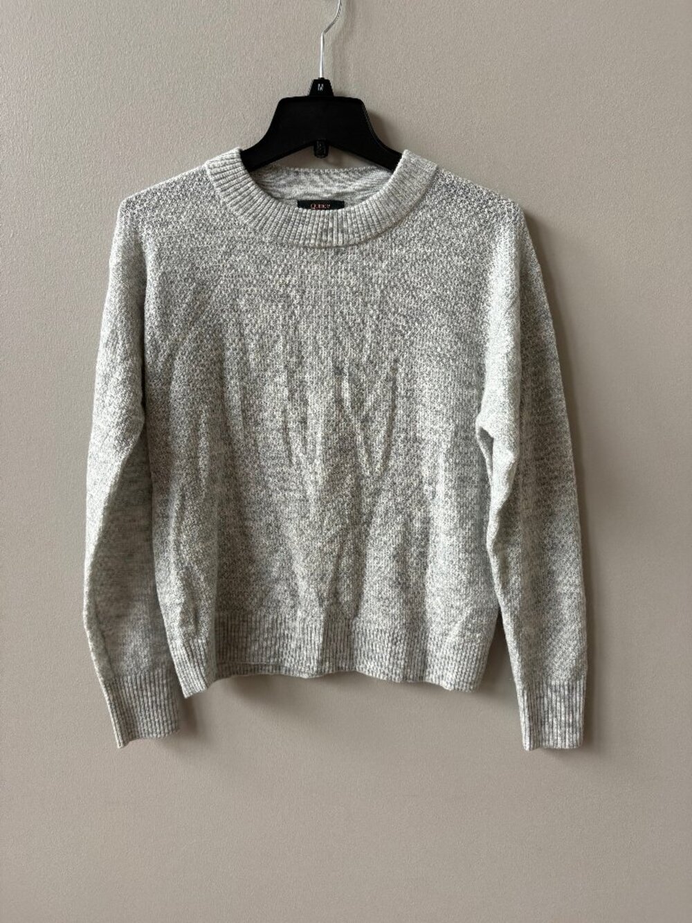 Quince Baby Alpaca-Wool Diamond Stitch Crew, Size medium, light Gray
